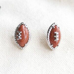 Kendra Scott Stud Earrings - Football - Orange Goldstone Silver